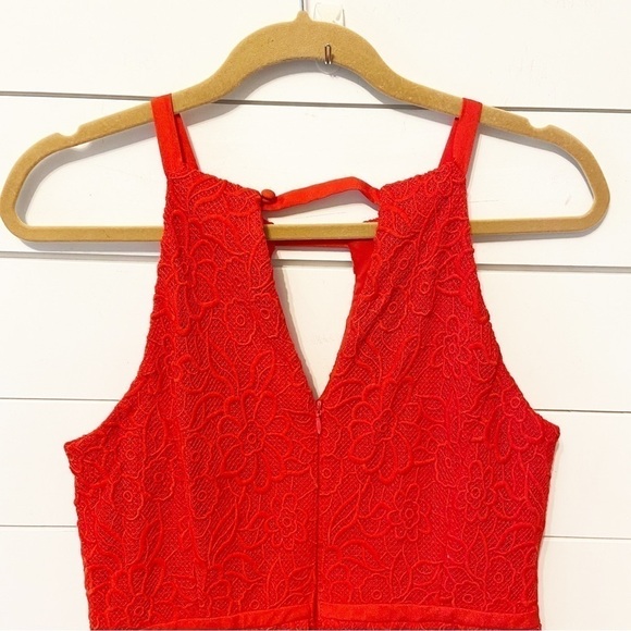Adrianna Papell | Red Fit and Flare Lace Formal Dress Size 10 - Picture 7 of 12